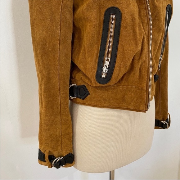 Maje genuine suede leather aviator jacket with removable collar BLOGGER FAVORITE - Picture 5 of 12
